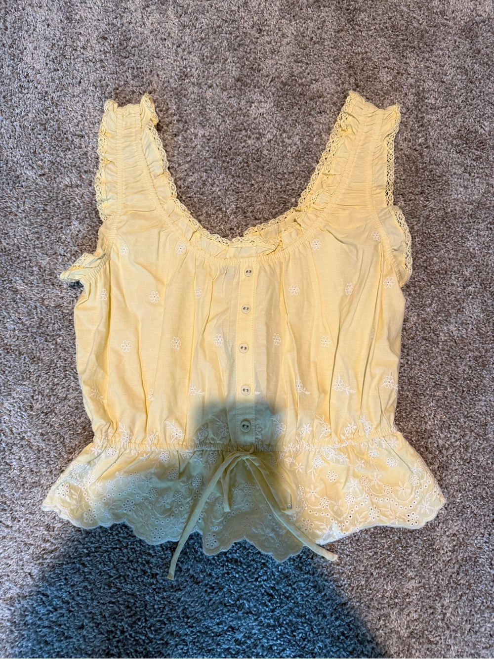 wild fable Yellow Eyelet Button-Front Crop Camisole